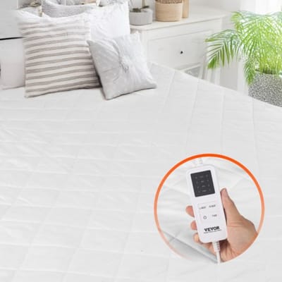 VEVOR elektrische deken, 195 x 165 cm, Queensize bedwarmer, elektrische deken met 4 warmtestanden, 12-uurs timer, automatische uitschakeling na 8 uur, elastische zakken rondom, matrastopper van geborstelde stof