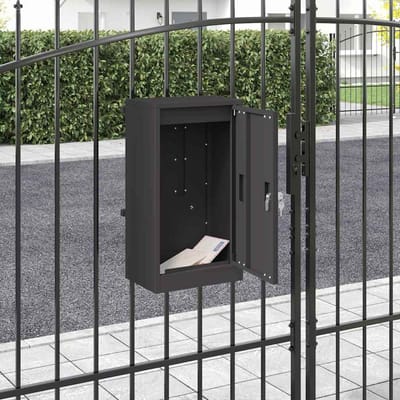 vidaXL - Brievenbus - met - opslag - met - de - deur - Zwart - 30 - x - 20 - x - 55 - cm - Staal