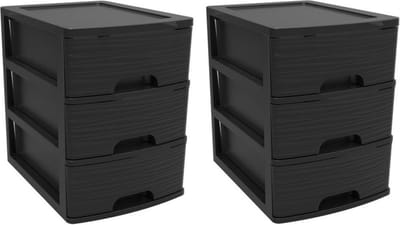 EDA Ladeblok/bureau organizer A5 - zwart - 2x lades - stapelbaar - L27 x B36 x H35 cm - Ladenblokken