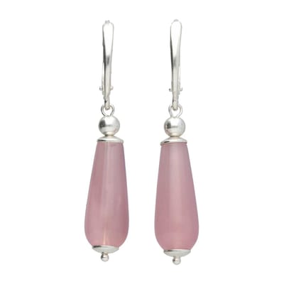 Bela Donaco - Oorbellen Classic – roze Chalcedoon – Sterling Zilver