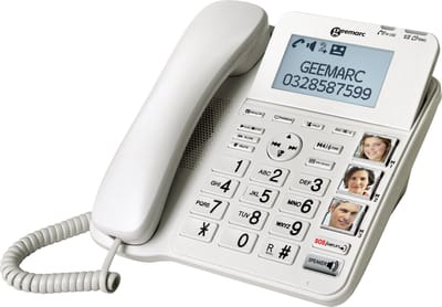 GEEMARC CL595 vaste telefoon voor SLECHTHORENDEN en SLECHTZIENDEN met 50 dB GELUIDSVERSTERKING - 3 Foto-toetsen - Antwoordapparaat
