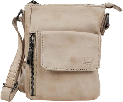 Bear Design Davide Kleine Leren Crossbodytas / Schoudertas Dames - Leer - Feather Beige