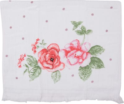 Clayre & Eef Gastendoekje 40x66 cm Wit Roze Katoen Bloemen