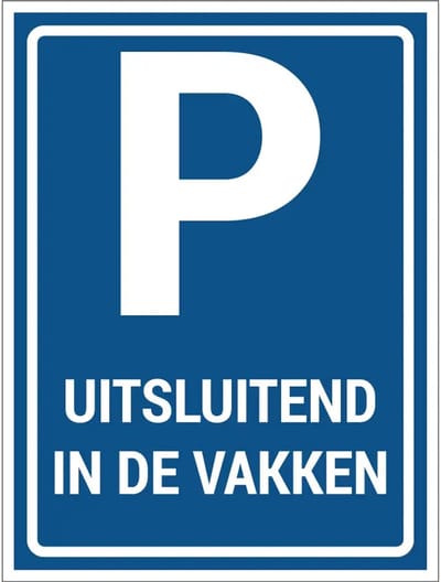 Uitsluitend in vakken parkeren bord | gecoat dibond materiaal | 60 x 45 cm