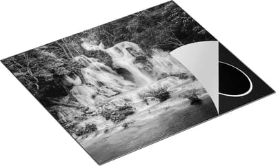 Chefcare Inductie Beschermer Waterval in het Tropische Natuur - Zwart Wit - 60x50 cm - Afdekplaat Inductie - Kookplaat Beschermer - Inductie Mat