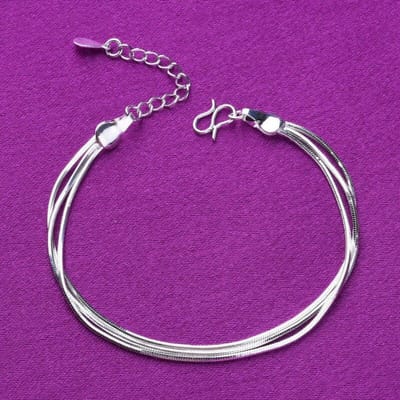 Bracelets à breloques en argent sterling 925 avec chaîne serpent réglable pour femmes, bijoux de fête et de mariage, A168 purple