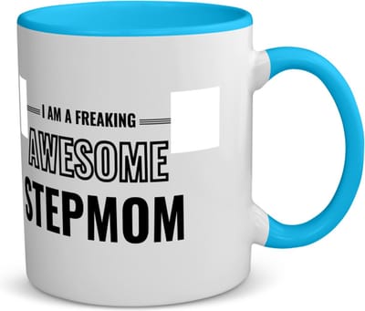 Akyol - i am a freaking awesome stepmom koffiemok - theemok - blauw - Mama - de meest geweldigste stiefmoeder - moeder cadeautjes - moederdag - verjaardagscadeau - verjaardag - cadeau - geschenk - kado - gift - moeder artikelen - 350 ML inhoud