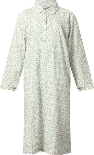Lunatex - klassiek dames nachthemd - warm flanel - green egg - maat S