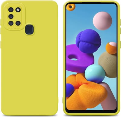 Cadorabo Hoesje geschikt voor Samsung Galaxy A21s in FLUID GEEL - Beschermhoes gemaakt van flexibel TPU silicone Cover Fluid Case