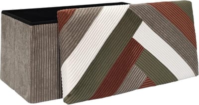 Opvouwbare Opbergbank met Zitgedeelte in Patchwork Ribfluweel