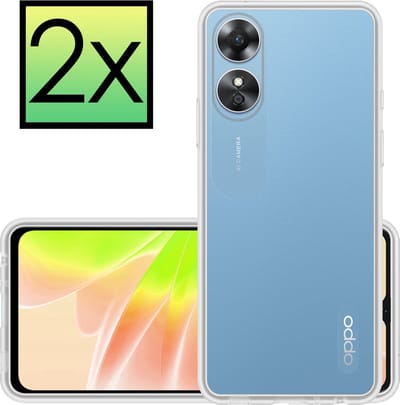 Hoesje - 2 Stuks - Geschikt voor OPPO A17 - Sterk & Shockproof - Case Siliconen - Back Cover - Telefoon Hoes - Transparant