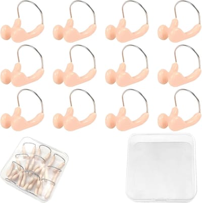 Neusclips - Bescherming - Watersport - Zacht siliconen - 12 stuks - Beige