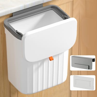 Hangende Keukenvuilnisemmer met Deksel - 10 Liter Afvalemmer voor Wandmontage