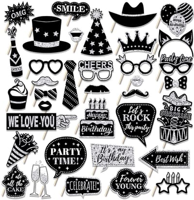 Daity 23-delige set - Feestartikelen voor verjaardagen en bruiloften - decoraties voor carnavalsdansen - fotorekwisieten - leuke en schattige selfie-artikelen voor de feestdagen - feestartikelen voor gemaskerde bals.
