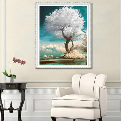 5D DIY Diamond Painting Geschilderde Sneeuwwitte Boom Mozaïek Borduurwerk Kruissteek Borduurwerk 20X30CM gray