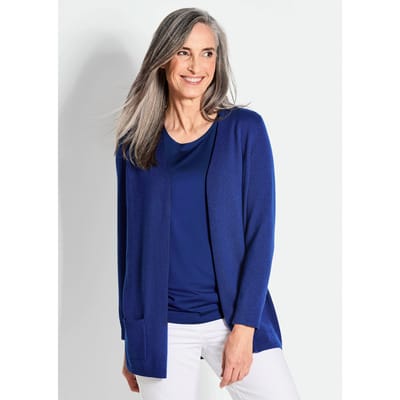 Heerlijk zacht tricot jasje van kasjmier - koningsblauw - Gr. 42 van Goldner Fashion