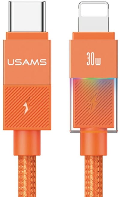 Usams Usb-C Naar Lightning Kabel 30W Voor Iphone, Ipad En Samsung, 1,2M, Oranje