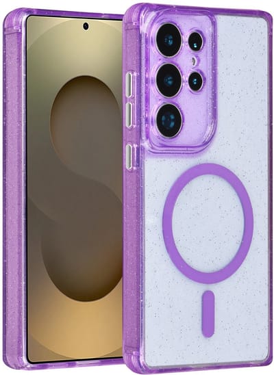 TUNIQ telefoonhoesje voor Samsung Galaxy S25 Ultra - MagSafe met glitter - Paars