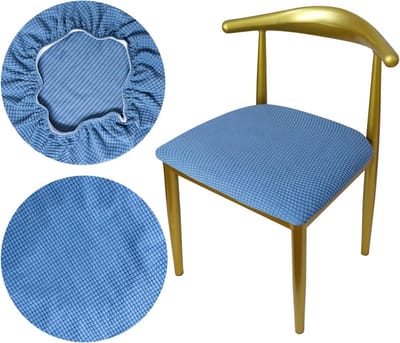 Luxe Stoelhoes voor Ronde Stoelen, Diameter 36-50 cm, Rekbaar, Kreukvrij, Wasbaar en Stofvrij, Blauw