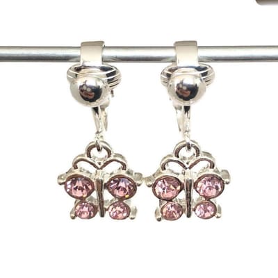 Clip Oorbellen Kinderen - Oorclips - Vlinder - Roze - Glitters - Hangoorbellen - MNQ bijoux