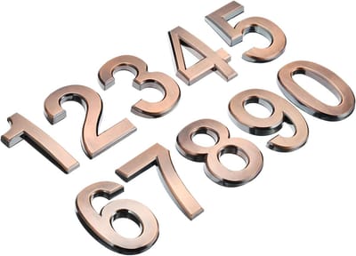 Huisnummers 3D brievenbus nummers 0-9 voor buiten, 10 stuks deuradresnummers brief zelfklevend groot voor huis, huis, appartement kantoor, hotelkamer, brievenbusbord, brons