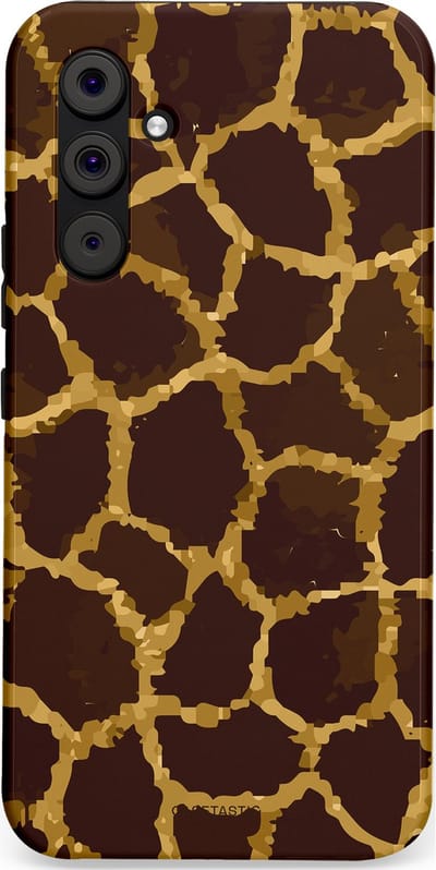 Casetastic hoesje geschikt voor Samsung Galaxy A54 (2023) 5G - Dubbellaagse bescherming - Afrikaanse Giraffenprint - Fashion Case - Zwart Bruin Goud Olijfgroen