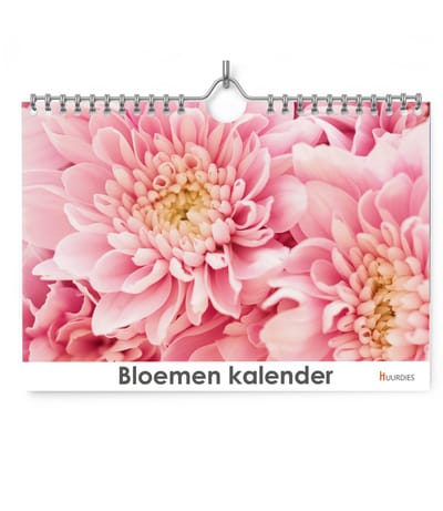 Huurdies - Bloemen Kalender - A3 - verjaardagskalender - 42x29.7cm - 300G ecopapier - Dubbelzijdig - Spiraalgebonden - ophanghaakje