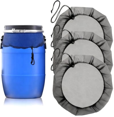 Dailygoods- Regentonnet 60 cm - Zwart - Polyester - Geschikt voor emmeropening tot 50 cm - Verstelbaar touw - Bescherming tegen bladeren en insecten - Waternet