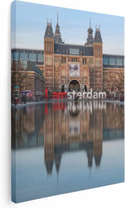 Artaza Canvas Schilderij Rijksmuseum - 30x40 cm - Klein - Wanddecoratie Amsterdam - Muurdecoratie Skyline - Kamer Accessoires Woonkamer