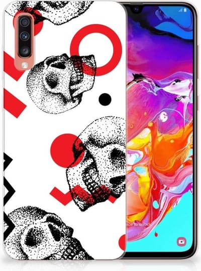 Silicone Back Case Samsung Galaxy A70 Skull Red