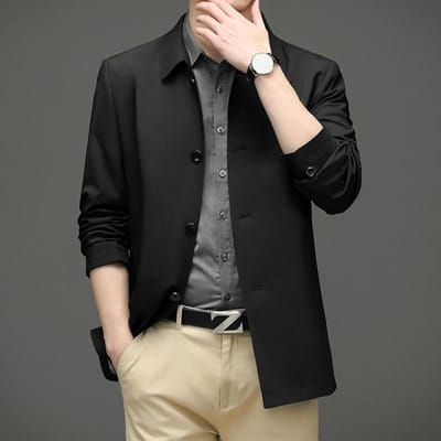 Veste fine à revers pour homme, printemps et automne, veste business décontractée, veste executive 4XL black