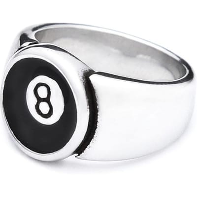 Punk Vintage Nummer Zwart 8 Acht Pool Biljartbal Tandwiel Ringen Voor Mannen Vrouwen Roestvrij Staal Hip Hop Party Sieraden Dropshipping 8 white