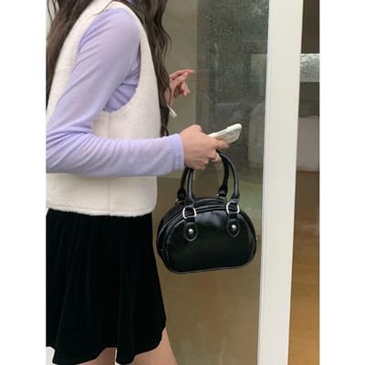 Getextureerde Niche Bowlingtas voor Dames Nieuwe Trendy One-shoulder Crossbody Tas voor Meisjes Populaire Kleine Handtas gray