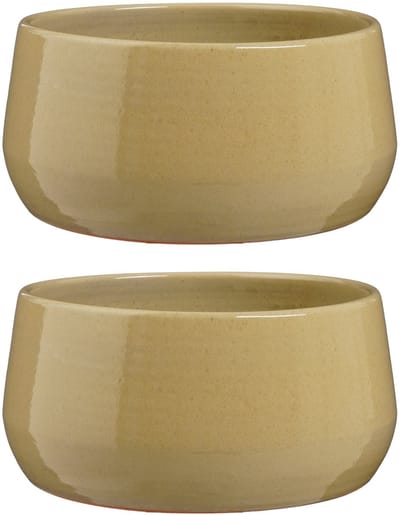 Mica Decorations plantenpot schaal Venice - 2x - beige - terracotta - D34 x H16.5 cm - effen