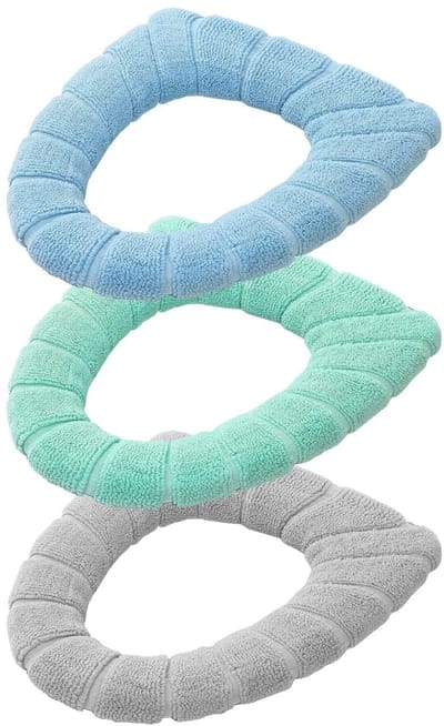 3 Stuks - Toiletbrilhoes - Wc Bril hoes - Grijs, Groen en Blauw - Polyester - 30*30cm - Toiletbril Hoes - Toiletbril voor huishoudelijk gebruik - Herbruikbaar- Wasbaar - Universele - Voor De Meest Toiletbrillen