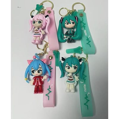 4 stuks/set Hatsune Miku Sleutelhanger Anime Pop Tas Hanger Cartoon Kleine Decoratie Accessoires Auto Sleutelhanger Rugzak Bedel Hoge Kwaliteit Cadeaus