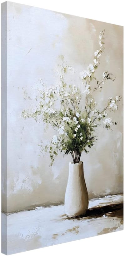 Canvas Schilderij - Artistic flowers in a vase 40x60 cm - Bloemen en Planten Wanddecoratie Woonkamer & Slaapkamer