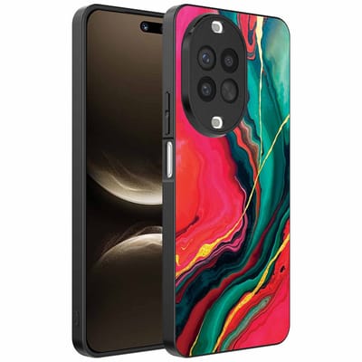Geschikt voor Huawei Nova 14 Ultra Telefoonhoesje met Rood Groen Marmer Opdruk - TPU Backcover Case Red Green Marble Design - Smartphonica geschikt voor Huawei Nova 14 Ultra