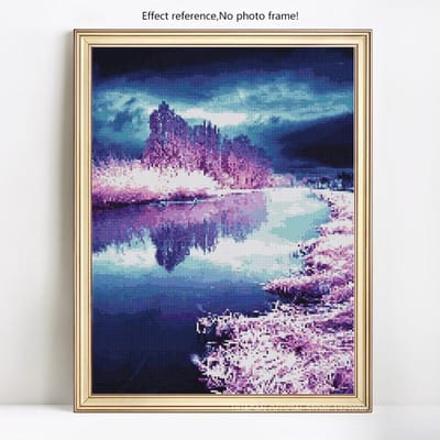 5D DIY diamant schilderij schilderachtige boom volledige ronde borduurwerk verkoop strass foto 20X30 blue