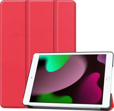Hoes - Geschikt voor Apple iPad 9 (2021) - 10.2 inch - 9e Generatie - Dun & Stevig - Trifold Bookcase - Hard Cover - Hardcover Book Case - Tablet Hoesje - Rood
