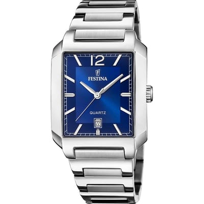 Festina F20677/3 Heren Horloge - Mineraalglas - Roestvrijstaal/Staal - Zilverkleurig - Ø 40.5 mm - Quartz - Vouw/Vlindersluiting - 5 ATM (douchen)