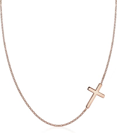 Elli - Halsketting - Dames Kruis Hanger Religie Basis in 925 Sterling Zilver Verguld - Dames