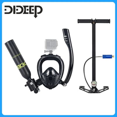 0,5 Liter Mini Duikfles Set - Duiktank - HD Volgelaatsmasker - Tot 5-10 Minuten - Duikuitrusting - Snorkelmasker - Duiken - Zwart
