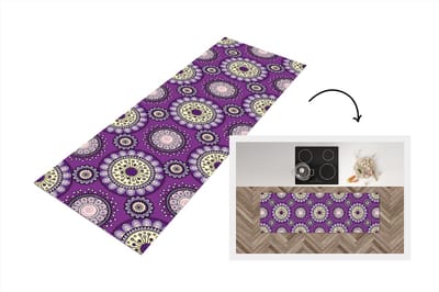 Keukenloper - Loper keuken - Meisjes - Bloemen - Paars - Patronen - 150x50 cm - Keukenloper vinyl
