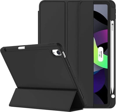 geschikt voor iPad Air 11 inch Folio Hoes | geschikt voor iPad Air 11 beschermhoesje | Siliconen Folding cover | Flex geschikt voor iPad Pro Case | Stootrand bumper hoesje | geschikt voor iPad Air 11 (2024) Case zwart