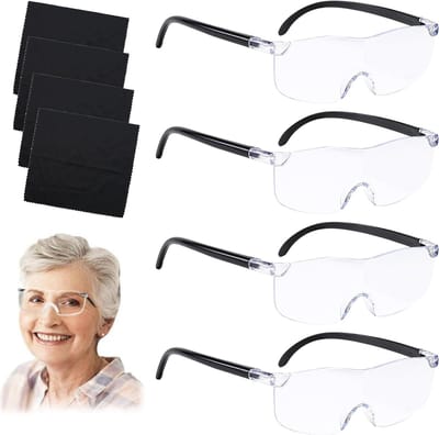 Set van 4 Vergrootglazen met 300%, 500%, 800% en 1000% Vergroting - Ideaal voor Lezen, Handwerken en Senioren - Draagbare Anti-Blauw Licht Vergrootglazen