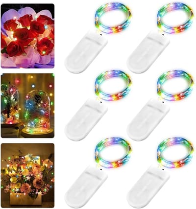 JeiibrZui Led-verlichting Op Batterijen - Kerstverlichting Van Koperdraad - 2 M 20 Led's Flexibel Vormbaar Waterdicht - 6 Stuks - Voor Feest Kerst Tuin Terras Bruiloft - Meerkleurig