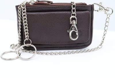 Safekeepers - Sleuteltasje met ketting - 2 Ringen - Echt Leer - Sleuteltasje - Sleutelmapje