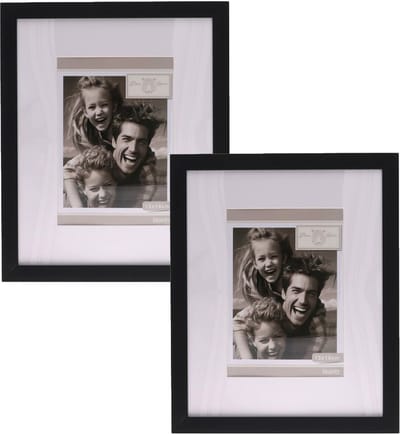 Gerimport Fotolijstje Paris - 2x - 20 x 25 cm - zwart - met passe partout - 13 x 18 cm - hout