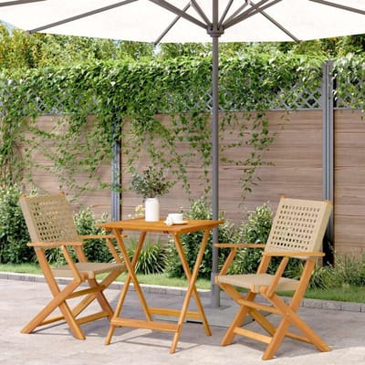 Bistroset 3-delig - Tafel en stoelen - Buiten genieten - Massief acaciahout - Niet gespecificeerd - Beige